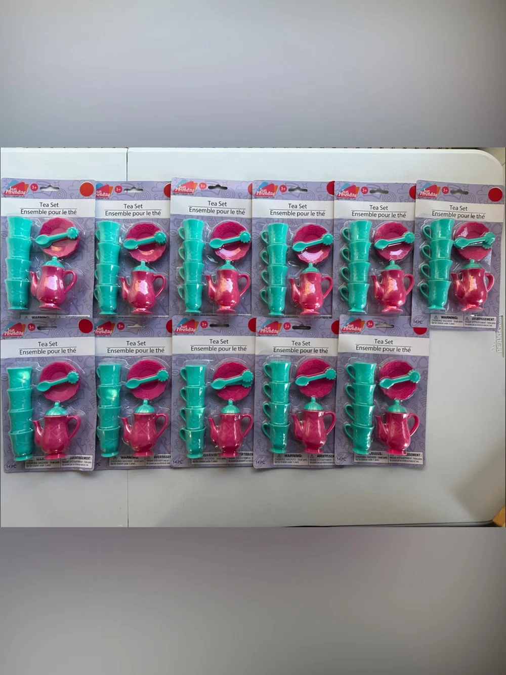 Kids’ Tea Set Party Favors in Pink and Teal – Mini Just Pretending Play Qty 11